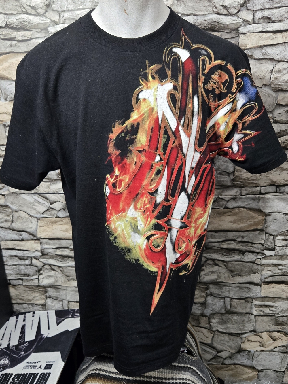 Metal Mulisha Men Medium NWT Black Tshirt with Red Orange and White Flames